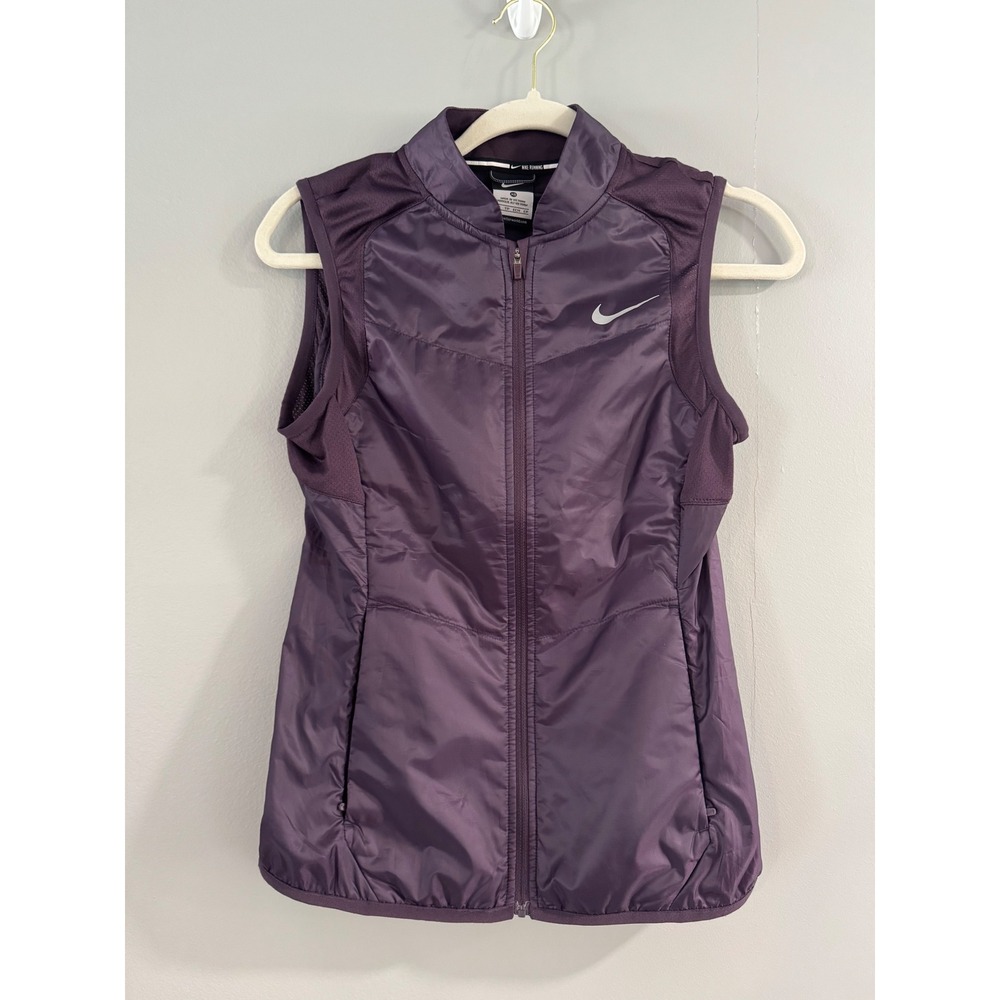 Nike Running Vest Womens XS Purple Padded‎ Sleeveless Full Zip Jacket
